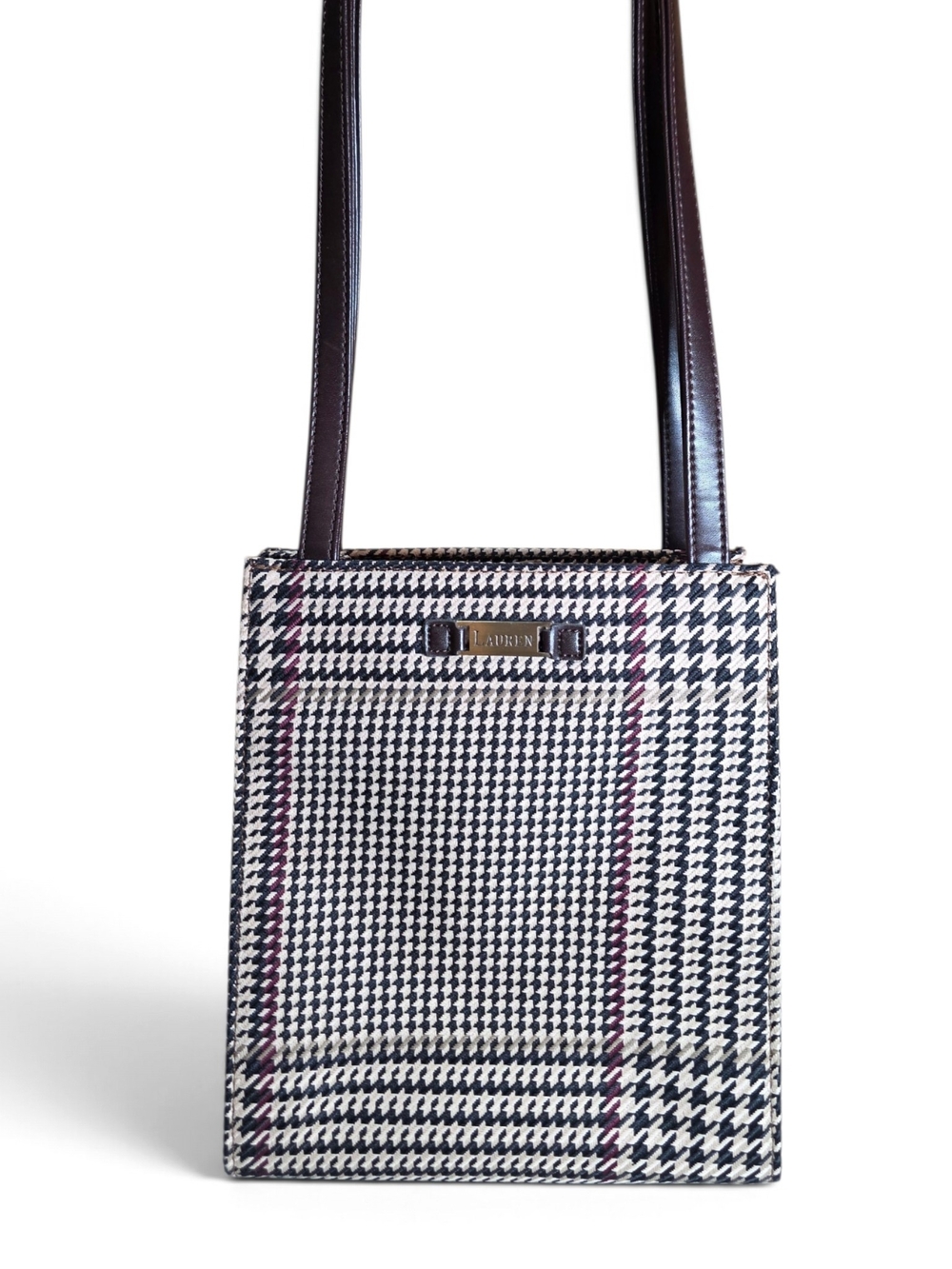 Lauren Ralph Lauren Black & White Houndstooth Shoulder Bag